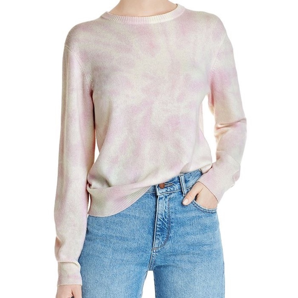 Naadam cashmere pink and cream tie dye sweater